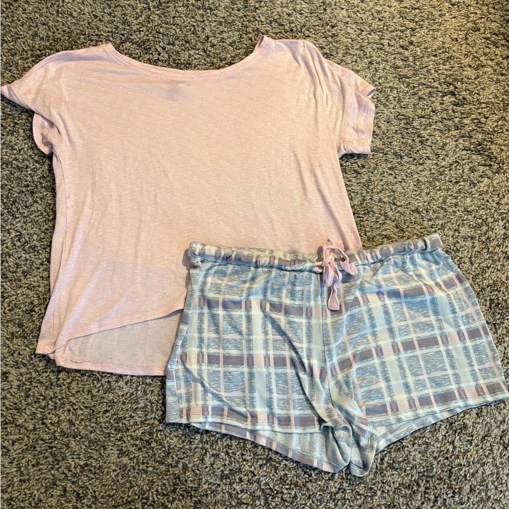 Women’s Pink and Blue Pajama Set